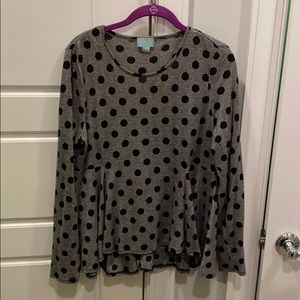 Cece black and grey polka dot blouse